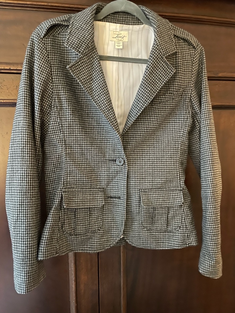 Levi's Black and White Houndstooth Blazer